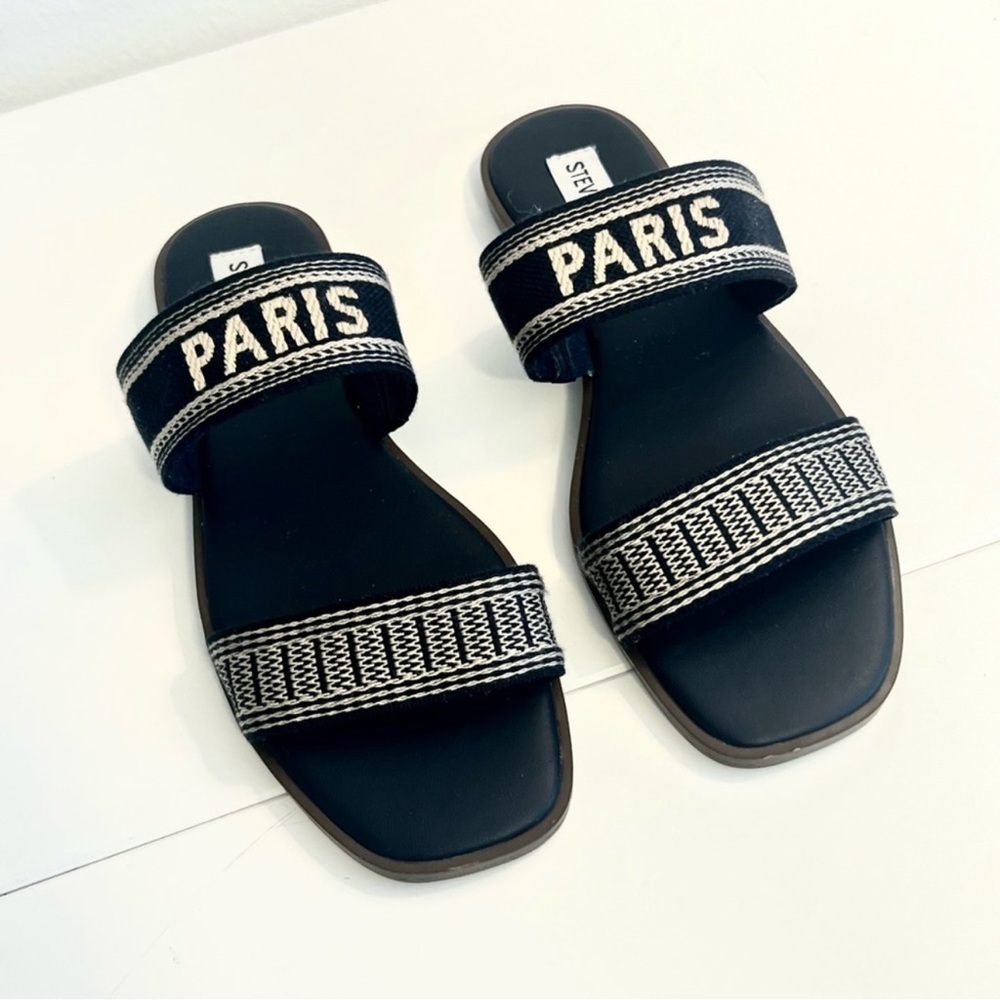 STEVE MADDEN NAVY PARIS Vakaction  SLIDE SANDALS NEW 10